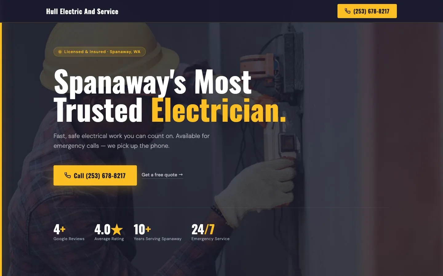 Mobile-friendly electrician website for small business contractors built by Brand75 in Washington State